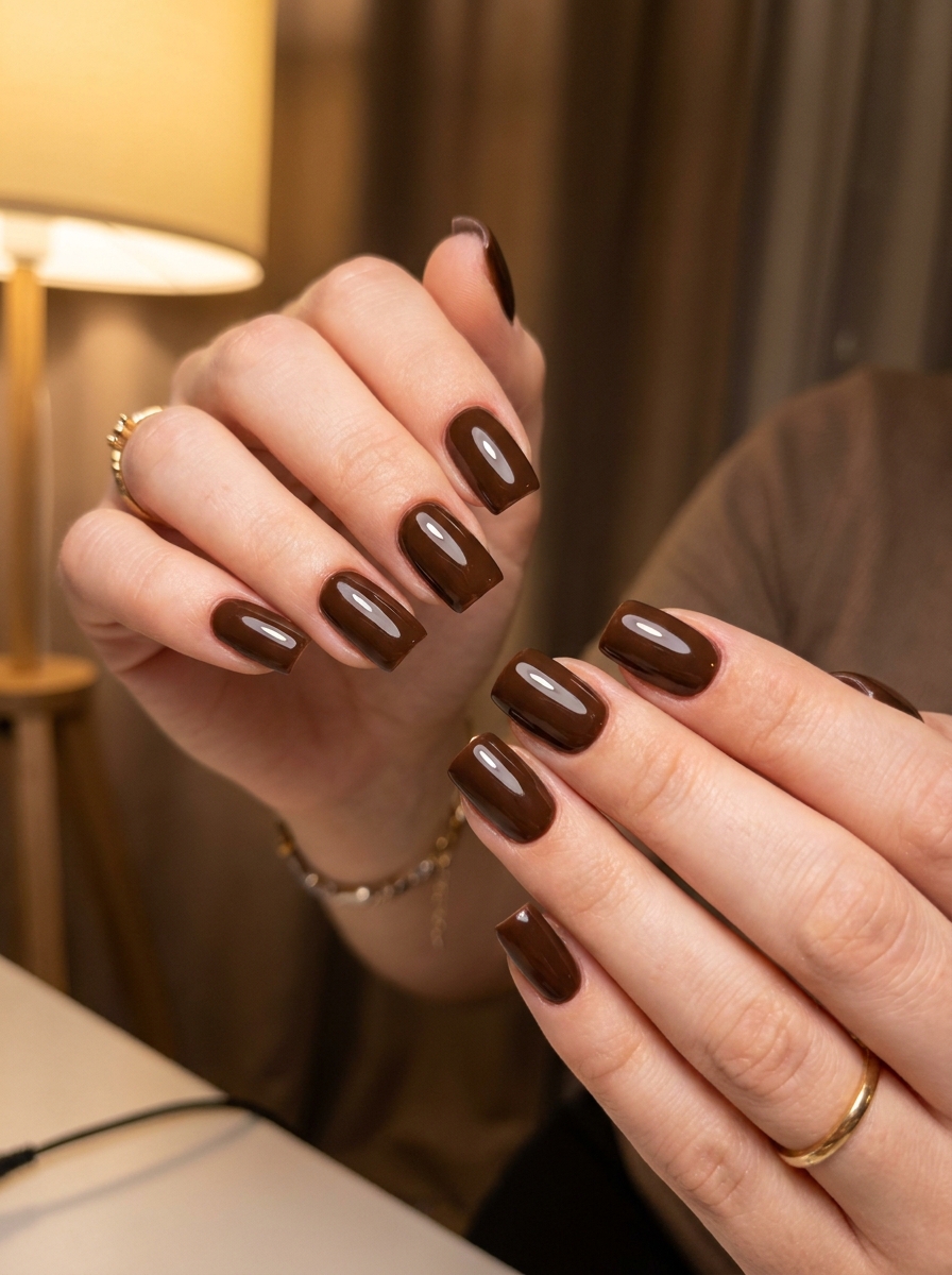Chocolate Square Nails